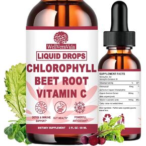 Liquid Chlorophyll Drops, Chlorophyll Supplements w. Beetroot & Vitamin C for Antioxidant Cleanse & Internal Freshness, Natural Liquid Chlorophyll for Women & Men, Fast Absorption Than Capsules Pills in Saudi Arabia