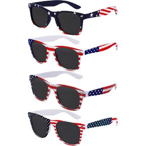 4 Pack American Flag Sunglasses, 4th of July Sun Glasses for Adults Men Women, Independence Day Patriotic Glasses, USA Sunglasses UV Protection Bulk for Parade Party Supplies in Saudi Arabia