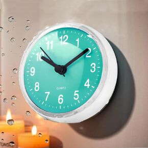 Silent Waterproof Bathroom Clock with Suction Cup - Compact Battery Operated Clock for Shower, Kitchen, Desk, or Bedroom Use (Blue) in Kuwait