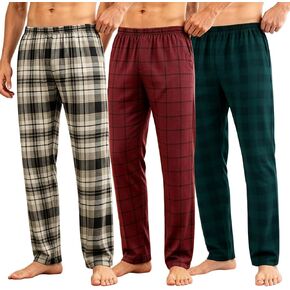 3 Pack Men's Pajama Bottoms Plaid Pajamas Pants for Men Soft Lightweight Long Lounge Pj Sleep Pant in Saudi Arabia