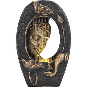 TERESA'S COLLECTIONS Water Fountain Indoor with LED Light and Pump for Garden Decor,Floor Buddha Statue Resin with Waterfalls,Tall Zen Garden Statues for Yard Decor Housewarming Gifts for Mom 13" in Saudi Arabia
