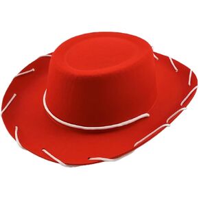 Felt Cowboy Hat, Western Sheriff Costume Hat – Classic Cowboy Hats Teens – 1950s Rancher Rodeo Style Country Music Festival Accessory with Adjustable Chin Cord (Red) in Saudi Arabia