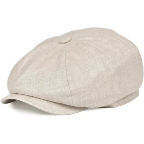Herringbone Linen Cotton Newsboy Cap Men Summer Women Newsboy Cap Breathable Flat Casual Bucket Sun Hat in Saudi Arabia