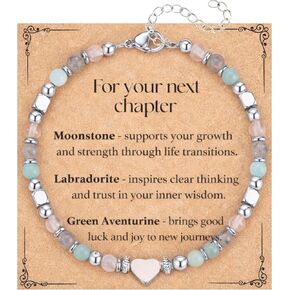 Healing Bracelet for Women – Inspirational Gift for Her, Mother's Day,Moonstone Labradorite Green Aventurine Bracelet, Get Well Soon Gift, Meaningful “Next Chapter" Jewelry with Message Card in Saudi Arabia