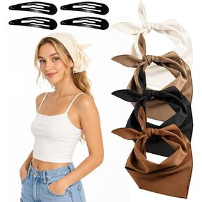 Headscarf 8-Piece Set, Hair Scarf for Women and Girls, Versatile Hair Accessories for Daily Styling and Outdoor Activities, Four Colors with Hair Clips for Various Outfits and Occasions in Saudi Arabia