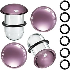 2Pairs 14G-00g Pyrex Glass Dead Stretching Kit Ear Gauges, Single Flare Glass Stretching Plugs with O-Rings, 0.5mm Increment Ear Stretching Kit, Glass Ear Tunnels Gauges for Women Men in Saudi Arabia