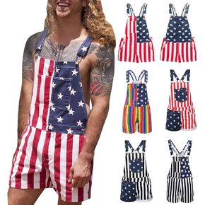 American Flag Overalls Men Women Unisex Adjustable Straps 4th Of July Overalls Patriotic Romper Shorts With Pockets in Kuwait