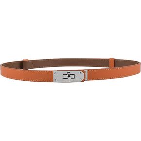 ANHAISHUILV Women's Skinny Leather Belt with Adjustable Golden Turn-Lock Buckle - Ideal for Dresses, Jeans, and Coats in Kuwait