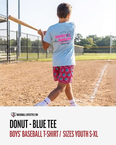 Baseball Lifestyle 101 Donut Youth Tee for Boys, Soft 60/40 Blend, Breathable, Side-Seamed, Sizes Youth S-L in Saudi Arabia