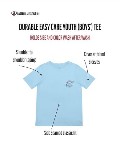 Baseball Lifestyle 101 Donut Youth Tee for Boys, Soft 60/40 Blend, Breathable, Side-Seamed, Sizes Youth S-L in Saudi Arabia