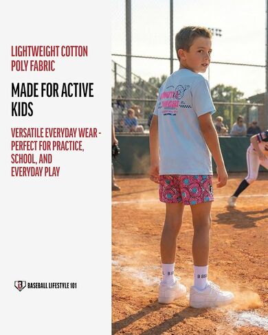 Baseball Lifestyle 101 Donut Youth Tee for Boys, Soft 60/40 Blend, Breathable, Side-Seamed, Sizes Youth S-L in Saudi Arabia