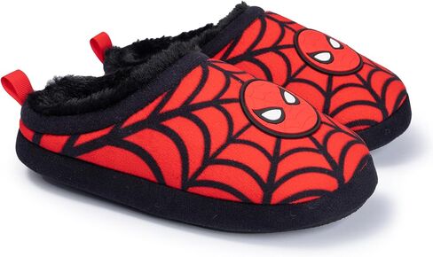 Marvel Spiderman Kids Slippers, Red with Spider Web Pattern, Youth Sizes 11/12-2/3, Plush Clog Style, Superhero Theme in Saudi Arabia