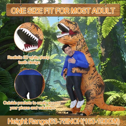 WQWOVRVO Inflatable Dinosaur Costume Adult,Blow up Costumes for Women/Men,Funny Halloween Costumes for Adults Party Cosplay in Saudi Arabia