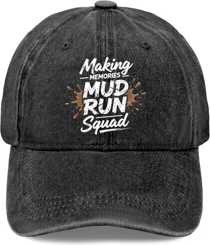 قبعة Make Memories Mud Run Squads للنساء، أزياء البيسبول المغسولة in Kuwait