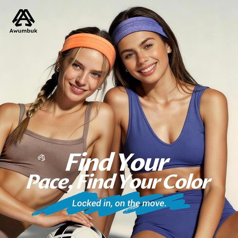 Awumbuk 6 Pack Sweat Headbands for Women, Non Slip Workout Headbands with Silicone Grip, Moisture Wicking Athletic Headband for Running, Yoga, Gym, Hiking, Gardening & Daily Activities in Saudi Arabia