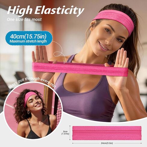 Awumbuk 6 Pack Sweat Headbands for Women, Non Slip Workout Headbands with Silicone Grip, Moisture Wicking Athletic Headband for Running, Yoga, Gym, Hiking, Gardening & Daily Activities in Saudi Arabia