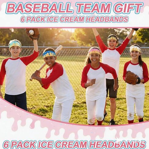 Ice Cream Drip Sports Headbands, Adjustable Tie Moisture Wicking Sweatbands for Men Women Teens, Non-Slip Breathable Headbands (6, Blue) in Kuwait