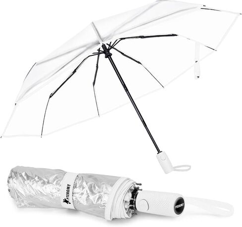 PTEROMY Windproof Travel Umbrellas for Rain and Sun, Withstands 85MPH Winds Auto Open Close Folding Umbrella with Ergonomic Handle, Quick Dry Canopy for Commuting or Backpack in Kuwait