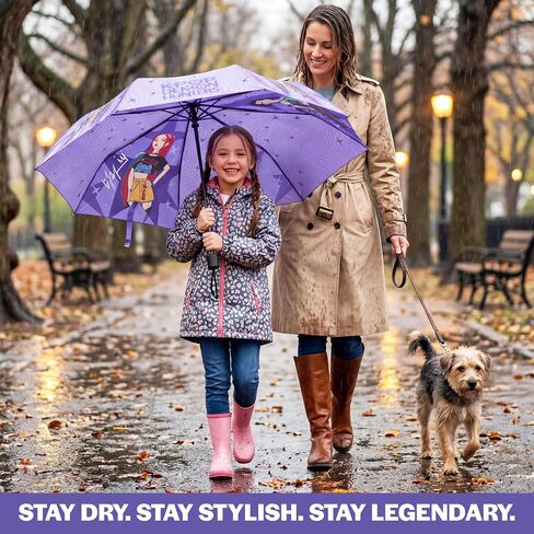 Get Trend KPop Demon Hunters Windproof Travel Umbrella, Huntrix Strong Folding Compact Umbrellas for Rain, Light Portable Kids Travel Essentials, Fits Backpack & Car, Gifts for Girls in Kuwait