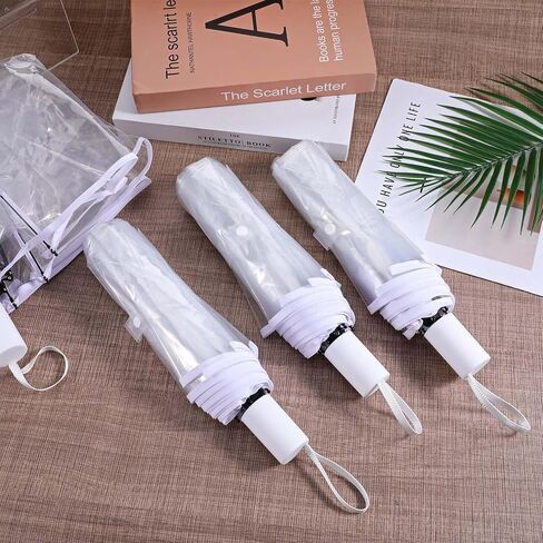12 Pcs Clear Wedding Umbrellas Bulk, Transparent Portable Umbrella Foldable Clear Umbrella Manual Open Close Folding Umbrellas for Wedding Travel, Dating, Shopping Party Favors in Saudi Arabia