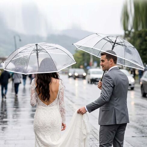 12 Pcs Clear Wedding Umbrellas Bulk, Transparent Portable Umbrella Foldable Clear Umbrella Manual Open Close Folding Umbrellas for Wedding Travel, Dating, Shopping Party Favors in Saudi Arabia