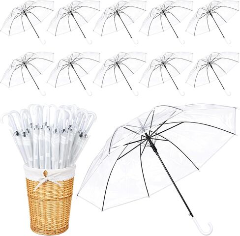 Wedding Stick Umbrellas Bulk, 40 Inch Large Canopy Umbrellas with Woven Rattan Basket Windproof Rainproof in Kuwait