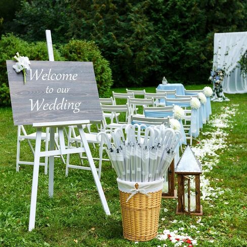 Wedding Stick Umbrellas Bulk, 40 Inch Large Canopy Umbrellas with Woven Rattan Basket Windproof Rainproof in Saudi Arabia
