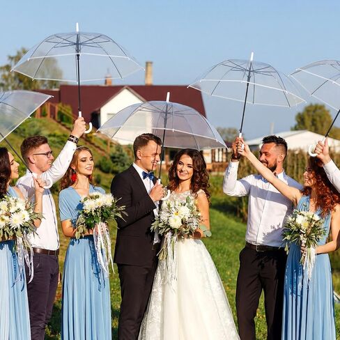 Wedding Stick Umbrellas Bulk, 40 Inch Large Canopy Umbrellas with Woven Rattan Basket Windproof Rainproof in Saudi Arabia