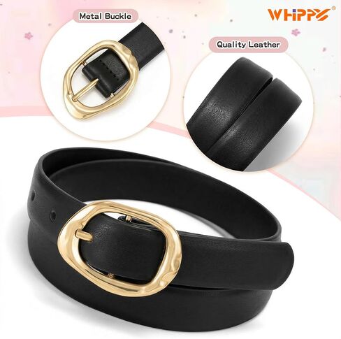 WHIPPY Kids Leather Belt for Girls & Boys Fashion Gold Buckle Casual Waist Belts for Teens Jeans Dress in Kuwait