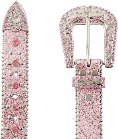 Jastore Kids Rhinestone Western Belt Girl Boys Cowboy Cowgirl Belts with Bling Diamond Studded Leather Belt for Jeans in Kuwait