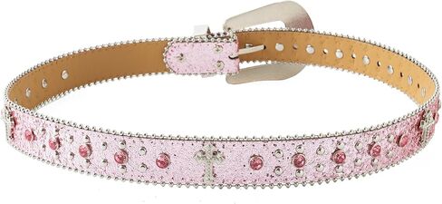 Jastore Kids Rhinestone Western Belt Girl Boys Cowboy Cowgirl Belts with Bling Diamond Studded Leather Belt for Jeans in Kuwait