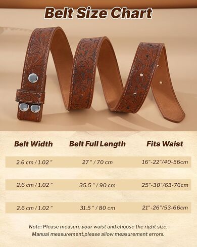 Kajeer Girls Western Belt,Kid Cowgirl Belt Vintage Engraved Embossed Country Longhorn Bull for Pants Jean in Kuwait