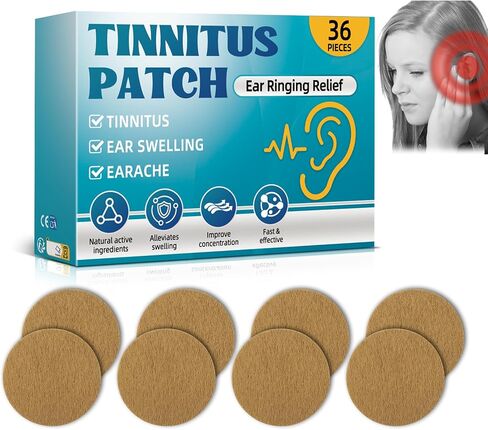 Tinnitus Relief for Ringing Ears (36Pcs) - Natural Herbal Tinnitus Relief Patches, Portable Tinnitus Patch, Gentle and Effective Ear Tinnitus Relief, Improve Focus and Ear Discomfort in Kuwait