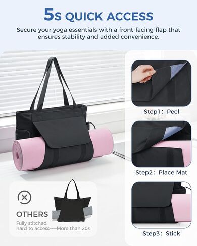 sportsnew Gym Bag for Women, 19L Yoga Mat Bag with Shoe Compartment & Wet Dry Pocket, Gym Tote Bag with Hook-and-loop Yoga Mat Holder, Quick Access Storage, for Workout Travel Pilates Dance in Saudi Arabia