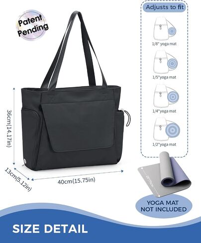 sportsnew Gym Bag for Women, 19L Yoga Mat Bag with Shoe Compartment & Wet Dry Pocket, Gym Tote Bag with Hook-and-loop Yoga Mat Holder, Quick Access Storage, for Workout Travel Pilates Dance in Saudi Arabia