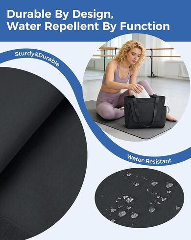 sportsnew Gym Bag for Women, 19L Yoga Mat Bag with Shoe Compartment & Wet Dry Pocket, Gym Tote Bag with Hook-and-loop Yoga Mat Holder, Quick Access Storage, for Workout Travel Pilates Dance in Saudi Arabia