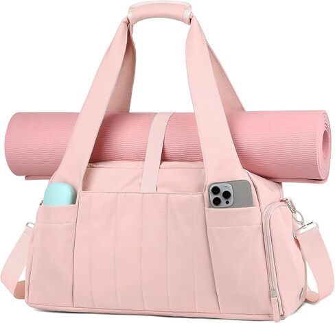 Marvolia Gym Bag for Women with Yoga Mat Holder, Sports Duffle Bag for Travel with Shoes Compartment, Tote Bag with Wet Pocket for Yoga Workout, Dance in Saudi Arabia