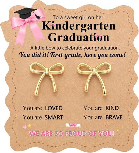 Eryuor You Did It! So Proud of Her, Cute Bow Earrings 5th 8th Grade Kindergarten Graduation Gifts for Girls in Kuwait