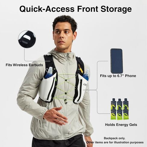 Trail Running Vest Hydration Pack with Two 500ml (17 floz) Soft Flasks, Lightweight Nylon Running Backpack for Men and Women in Saudi Arabia