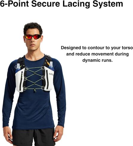 Trail Running Vest Hydration Pack with Two 500ml (17 floz) Soft Flasks, Lightweight Nylon Running Backpack for Men and Women in Saudi Arabia