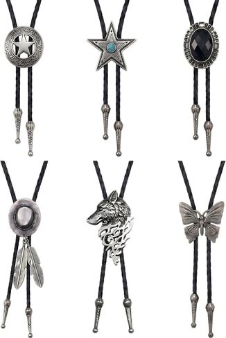 Bolo Tie for Men Western - Vintage Bolo Ties for Cowboy Gathering, Leather Necktie for Cowgirl Accessories Country in Kuwait