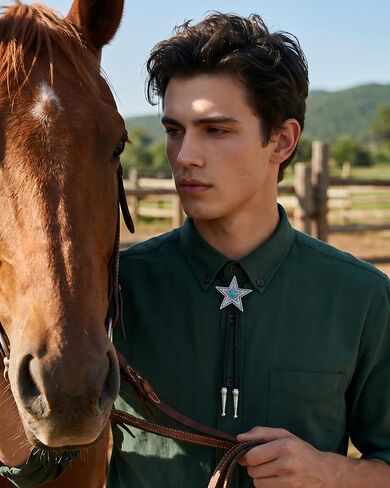 Bolo Tie for Men Western - Vintage Bolo Ties for Cowboy Gathering, Leather Necktie for Cowgirl Accessories Country in Kuwait