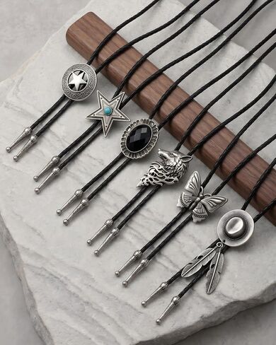 Bolo Tie for Men Western - Vintage Bolo Ties for Cowboy Gathering, Leather Necktie for Cowgirl Accessories Country in Kuwait