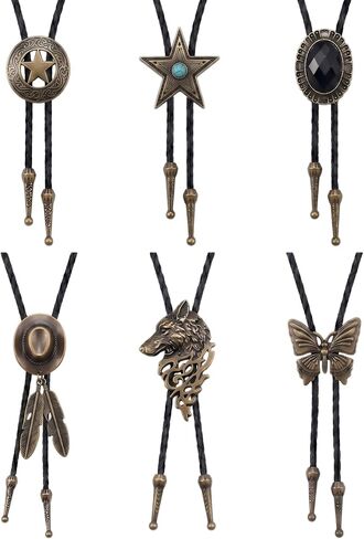 Bolo Tie for Men Western - Vintage Bolo Ties for Cowboy Gathering, Leather Necktie for Cowgirl Accessories Country in Kuwait