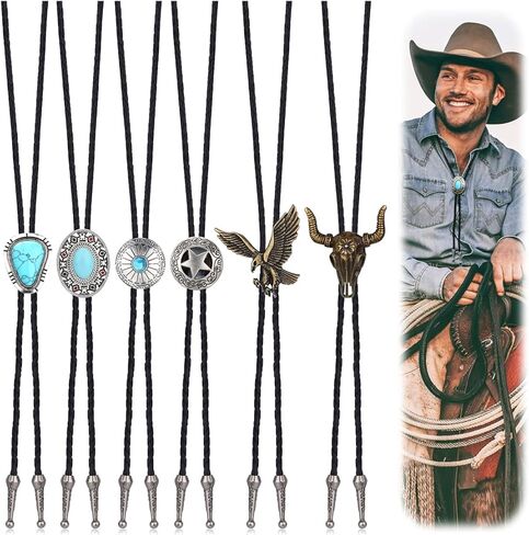 Subiceto Bolo Tie for Men Western Cowboy Necklace - Handmade Vintage Leather Necktie Bolo Ties Costume Accessories for Men in Saudi Arabia