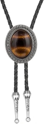 Joxevyia Western Bolo Tie for Men Women Natural Stone Cowboy Leather Necktie Vintage Accessories Adjustable Flip Clip in Saudi Arabia