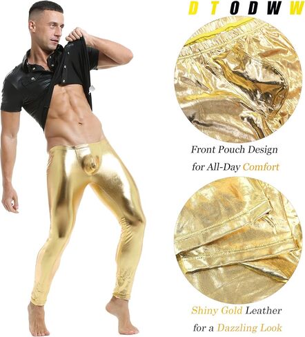DTODWW Men's Faux Leather Activewear Leggings Slim Fit Tight Pants Long PU Pants for Men Clubwear in Saudi Arabia