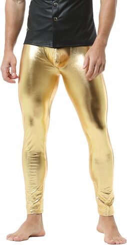DTODWW Men's Faux Leather Activewear Leggings Slim Fit Tight Pants Long PU Pants for Men Clubwear in Saudi Arabia