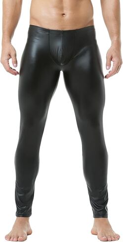 DTODWW Men's Faux Leather Activewear Leggings Slim Fit Tight Pants Long PU Pants for Men Clubwear in Saudi Arabia