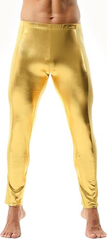 DTODWW Men's Faux Leather Activewear Leggings Slim Fit Tight Pants Long PU Pants for Men Clubwear in Saudi Arabia
